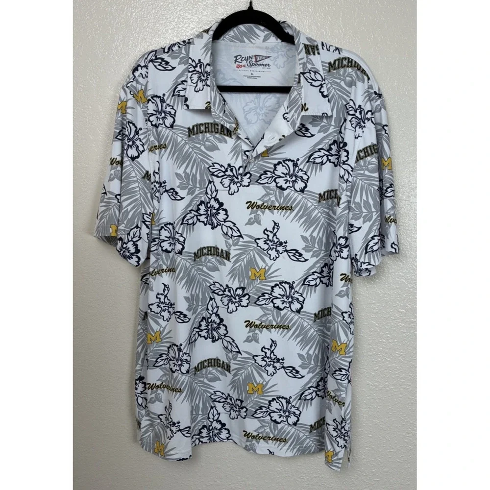 Michigan Wolverines Reyn Spooner Mens‎ Short Sleeve Collared Shirt Size XL Polo